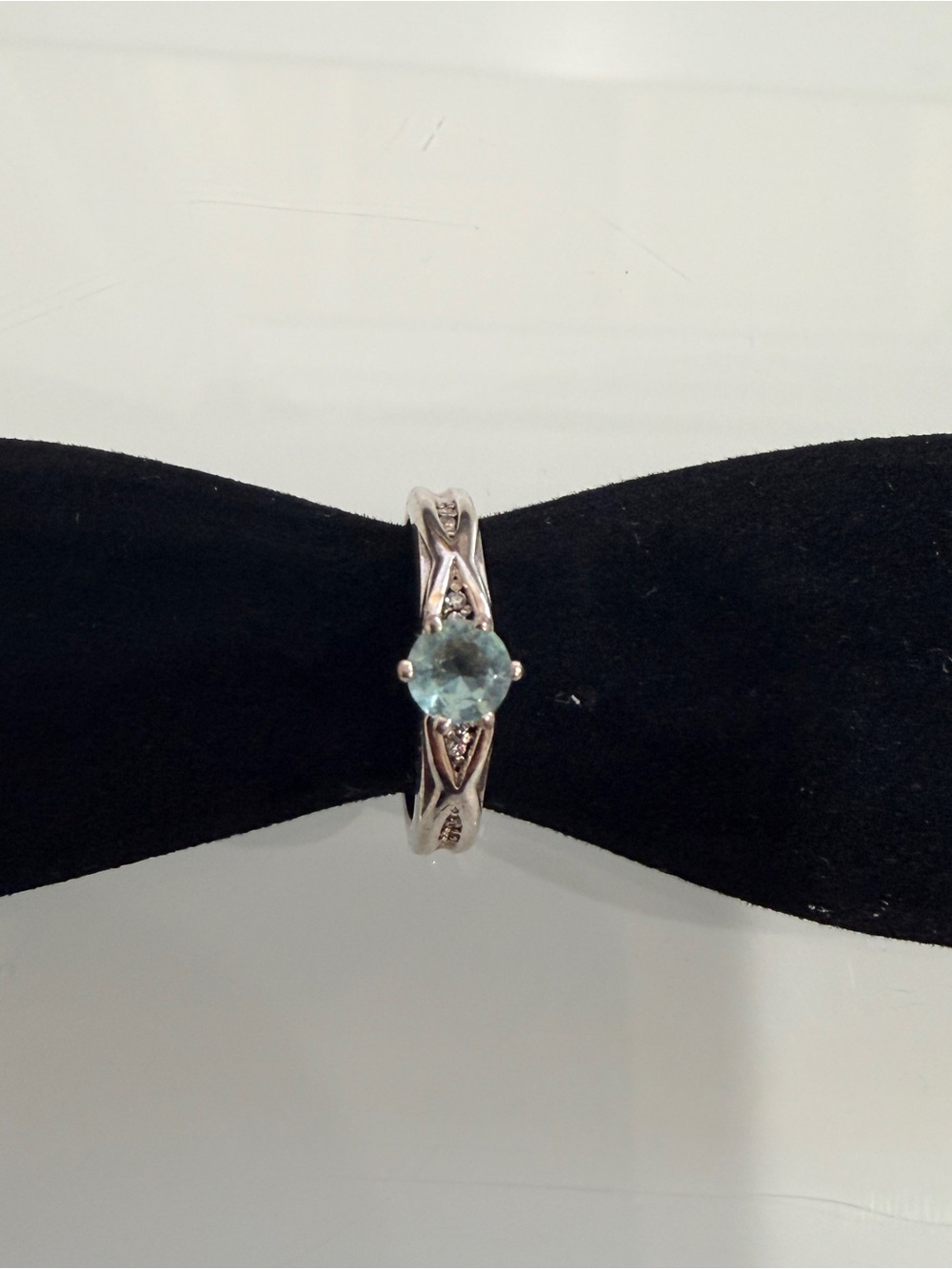 Sterling Silver Aquamarine Solitaire Ring - Light Blue Stone